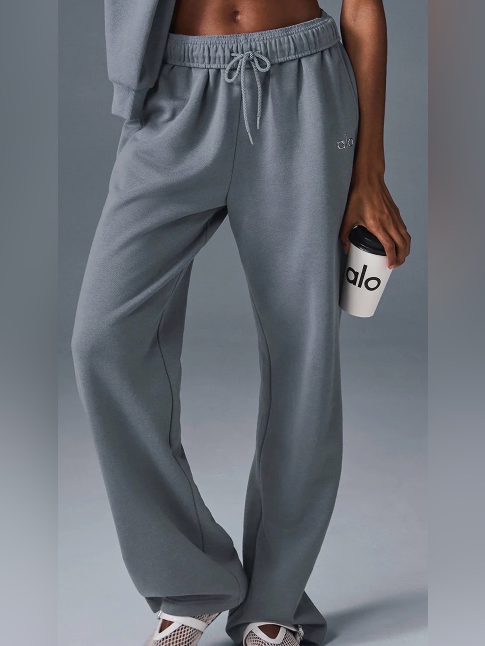 ALO Yoga Women's Gray Wide-Leg Track Pants